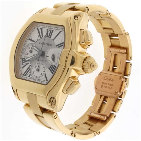 gold men's cartier watch|cartier 18k gold watch men.